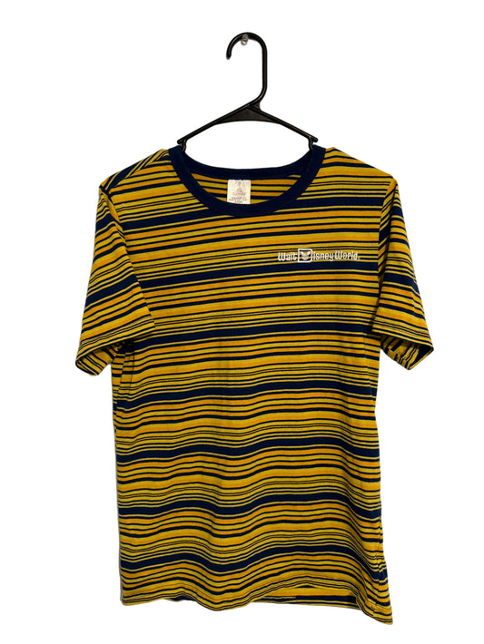 Walt Disney World Striped Yellow and Blue Tee Shirt. Size Small.